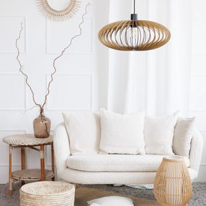 Wood Pendant Light,wooden chandelier,mid century modern,pendant light, ceiling fixture,wood lamp, wooden lamp,ceiling light,modern lampshade image 5