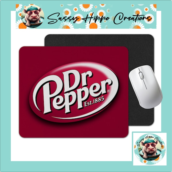 Mouse Pad Dr Soda Pop Cola Beverage Soft Drink Sublimated Anti Slip Back Easy Clean Durable Sassy Hippo Creations