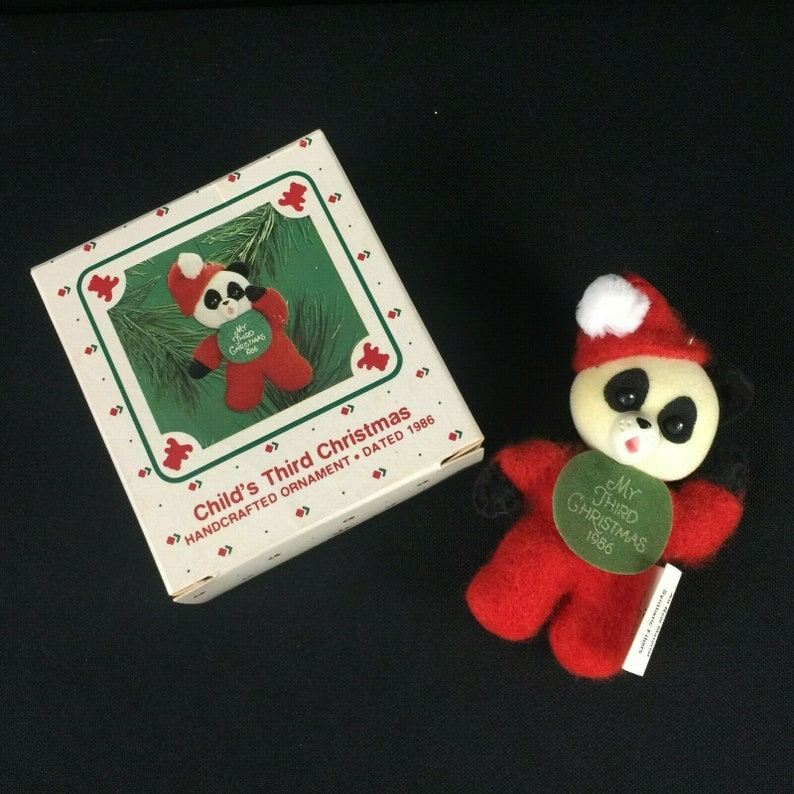 Vintage 1986 Hallmark Keepsake Ornament Child/'s 3rd Third Christmas Panda Bear