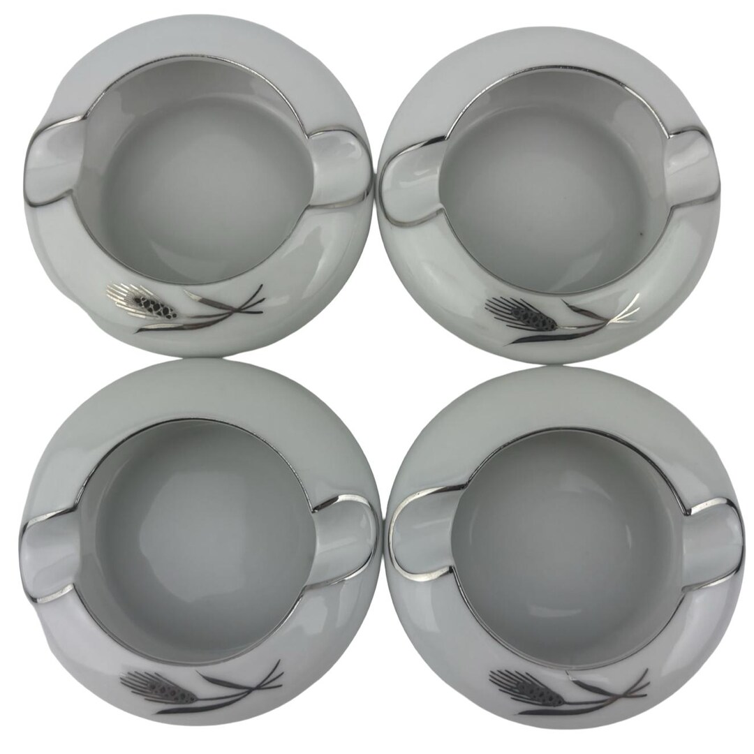 ★☆★ achari80★☆★ Fukagawa Arita Silver Wheat Individual Ashtrays 4 Pieces