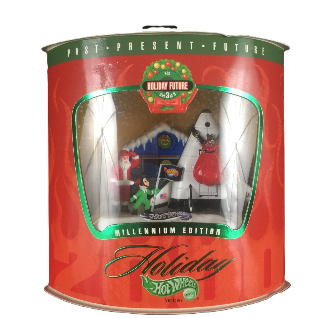Hot Wheels Millennium Edition - Nave Spaziale X-33 Con Babbo Natale E Elfo. Edizione Speciale Per Le Feste, Set Da Collezione.
