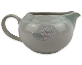 Noritake Lily Pond Creamer Stoneware Green White Floral 8406 Vintage Made in Japan