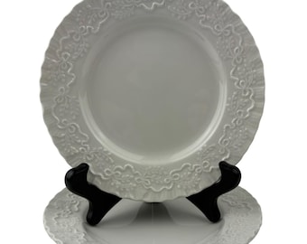 Wedgewood Ralph Lauren Claire Bread and Butter Plates Set of 2 Vintage 6 1/4&quot; Embossed Bows Ribbons Plants Made in England