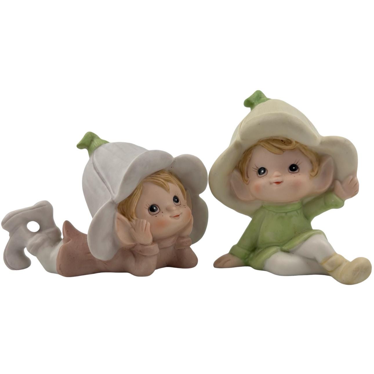 HOMCO Pixie Elf Garden Fairy Figurines Set of 2 Vintage Figural 5615 Made in Taiwan