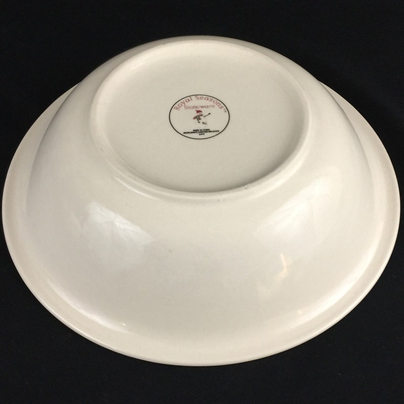 Vintage Vegetable Serving Bowl 10 by Royal Seasons Stoneware Snowmen Winter Scene RN2 Christmas
