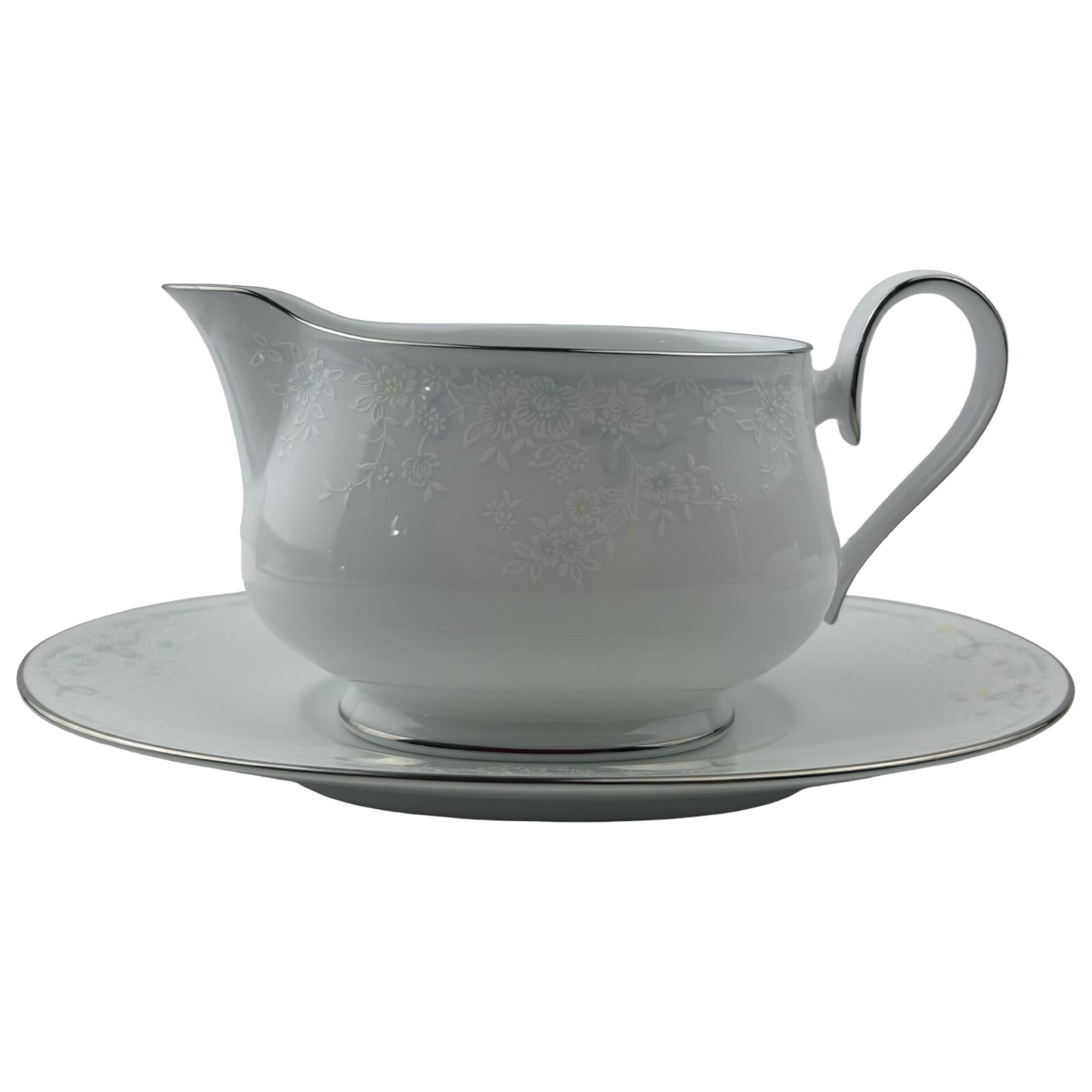 Noritake Anticipation Gravy Boat and Underplate Vintage White