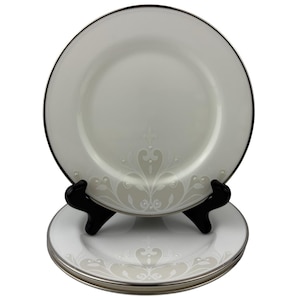 LENOX Opal Innocence Blättern Brot und Butter Teller 3er Set Vintage 6 3/8 "Taupe Floral Rolls Platinum Trim Made in den USA