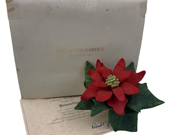 Lenox Garten-Poinsettia Blumen-Skulptur Figur aus Porzellan Vintage 1991