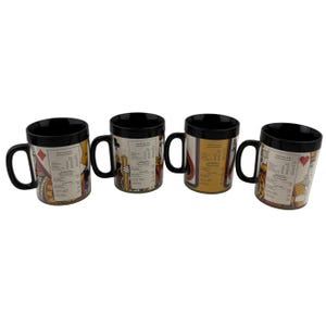 Canecas de café de plástico Thermo Serv Conjunto de 4 cartas de baralho Bridge VTG 1976 USA Dart