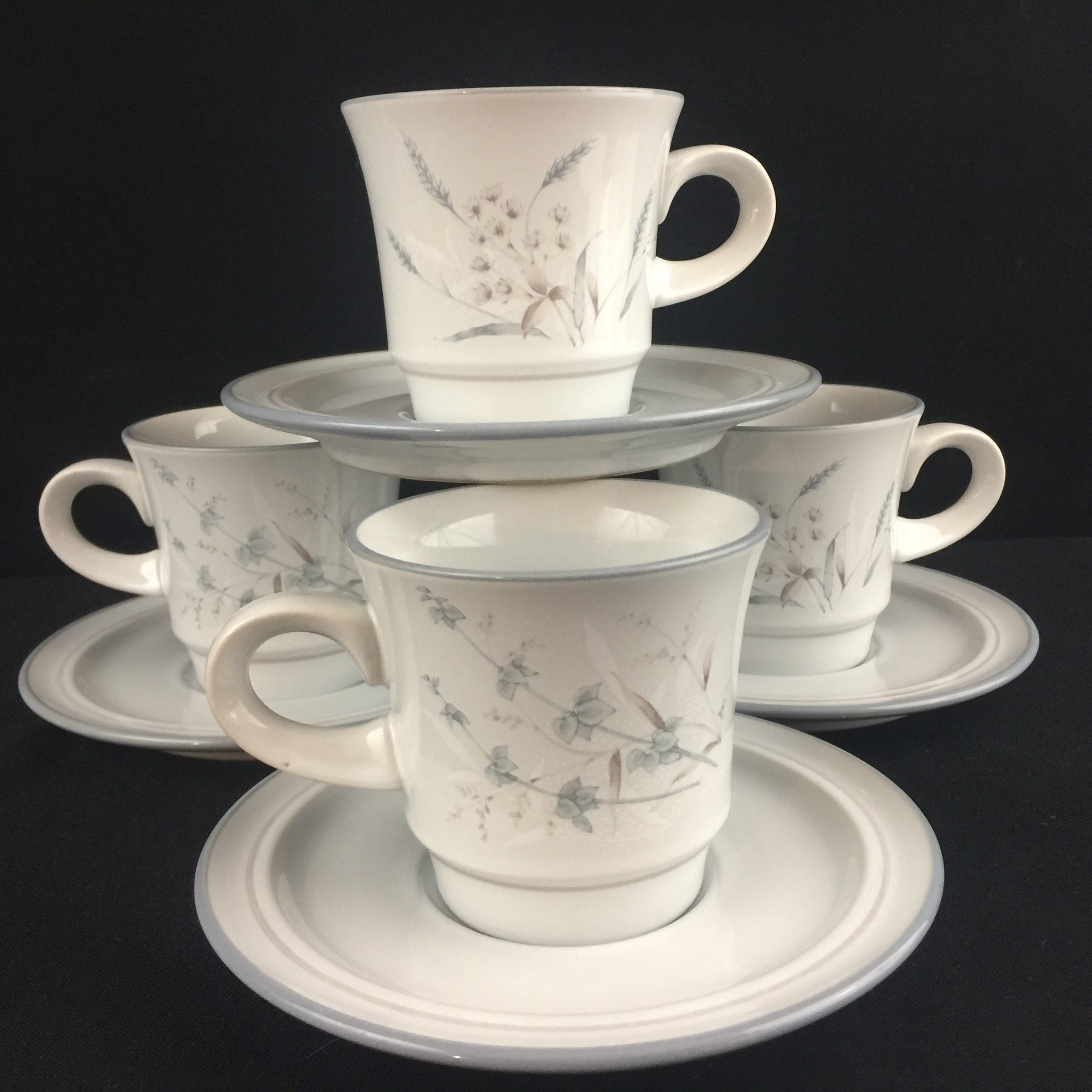 Set of 4 Vintage Cups and Saucers by Noritake Stoneware Etsy