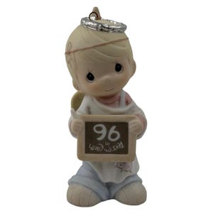Precious Moments Ornament Peace on Earth...Anyway Angel Vintage 1996 Porcelain Bisque 183369 Holiday Christmas Keepsake A