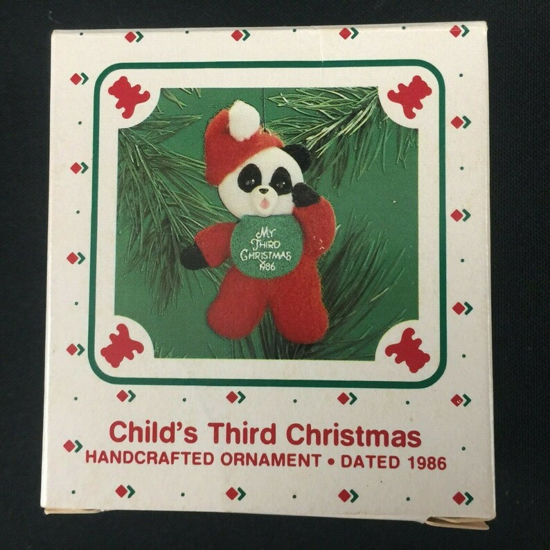 Vintage 1986 Hallmark Keepsake Ornament Child/'s 3rd Third Christmas Panda Bear