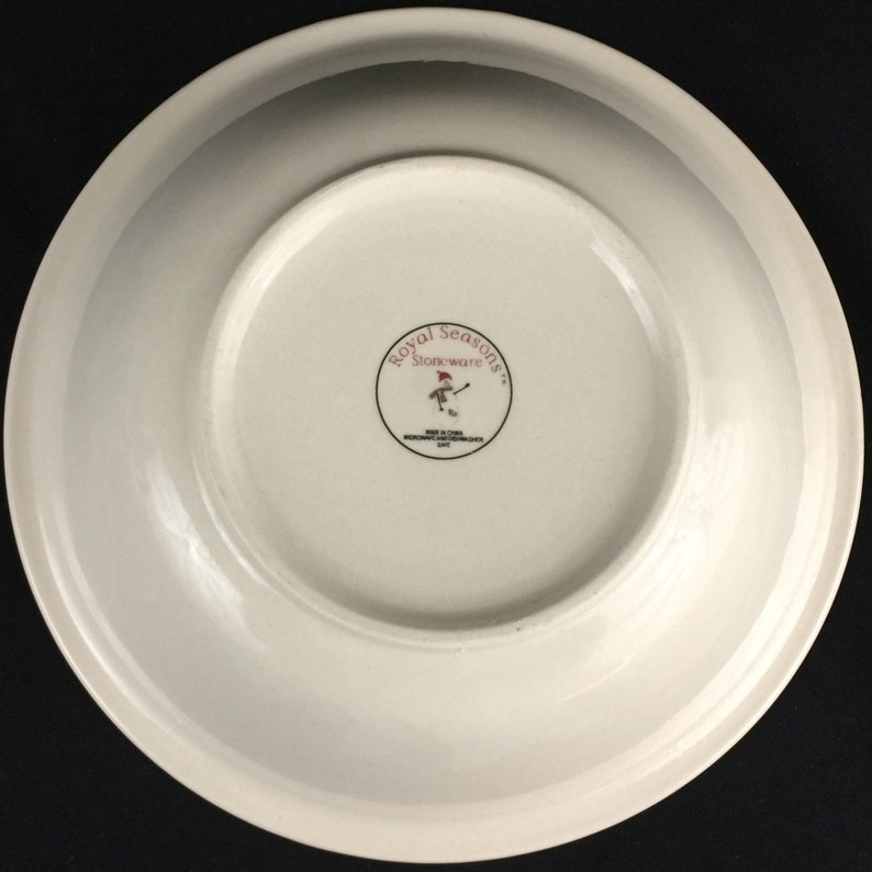 Vintage Vegetable Serving Bowl 10 by Royal Seasons Stoneware Snowmen Winter Scene RN2 Christmas