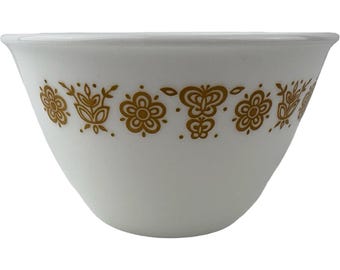 Azucarero abierto Corning Corelle Butterfly Gold con flores de oro amarillo vintage y borde liso. Fabricado en EE. UU.