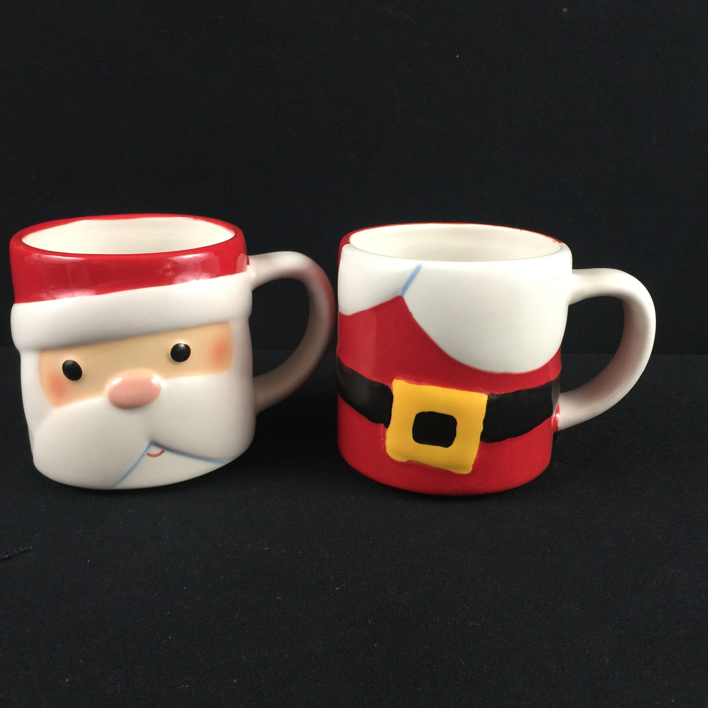 Set of 2 MUGS Hallmark SANTA CLAUS Stackable Mug Christmas  Etsy