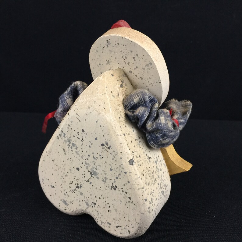 Vintage Retro Wooden Shelf Sitter Chicken Hand Painted Handmade USA