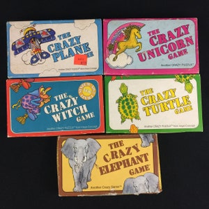 Vintage Crazy Games Matching Card Games Lot Of 3 Puzzles Golfer Rainbow Pig