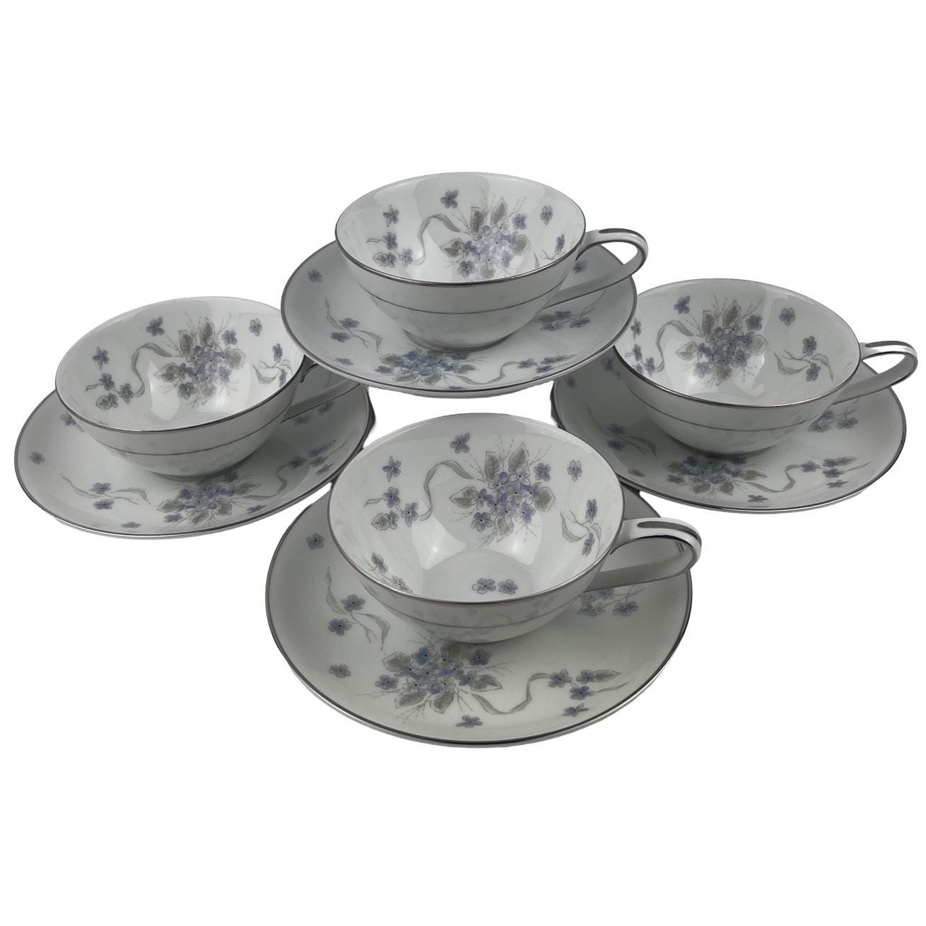 Noritake Suzette Cups and Saucers Set of 4 Vintage 5803 Lavender