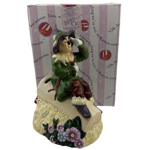 Hucha Enesco El Mago de Oz Espantapájaros sobre Diploma Cerámica Vintage 1999 NUEVO ANTIGUO STOCK