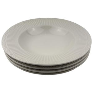 Mikasa Italian Countryside Rim Soup Bowls Lot of 4 Vintage 9 1/2&quot; DD900 Cream Stoneware Ribbed B