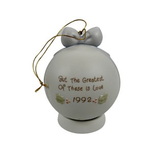Precious Moments 2 Piece Ornament But the Greatest of These is Love 527734 Vintage 1992 image 3