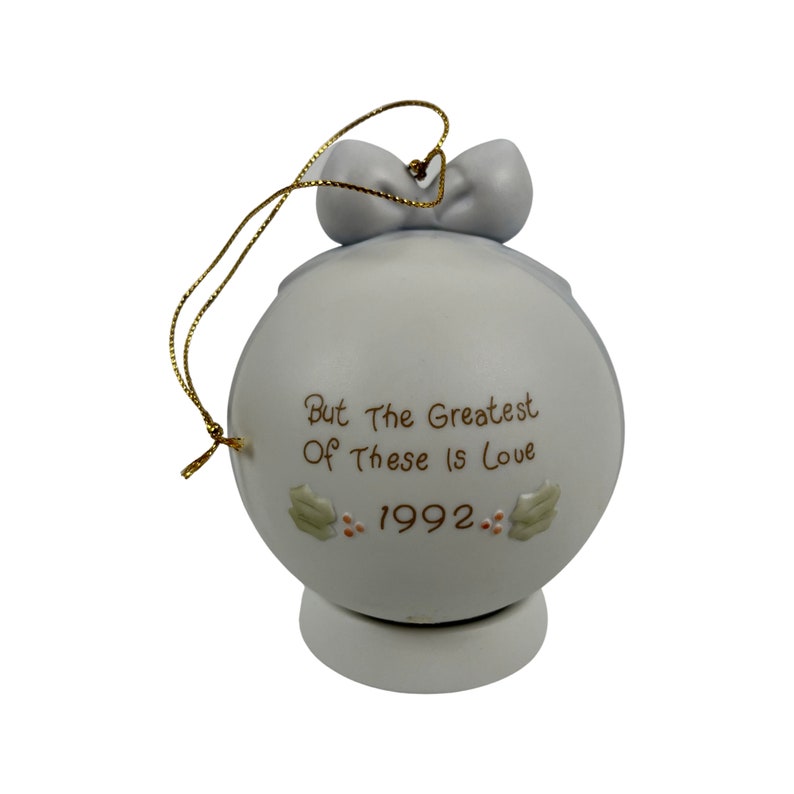 Precious Moments 2 Piece Ornament But the Greatest of These is Love 527734 Vintage 1992 image 3