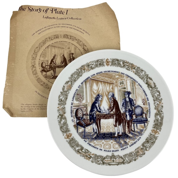 D’Arceau Limoges Lafayette Legacy Collector Plate Secretly Signs His Commitment In Larmee Des Insurgents Vintage 1973