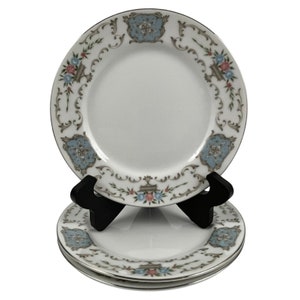 Norleans China Grandee Bread and Butter Plates Set of 3 Vintage 6 1/4&quot; Pink and Blue Floral Made in Japan