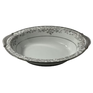 Cuenco ovalado para verduras Noritake Raleigh de 26 cm, estilo vintage 5816, con detalles florales en platino, color verde claro, fabricado en Japón en la década de 1950.