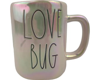 Rae Dunn By Magenta LOVE BUG IRIDESCENT Coffee Tea Mug Farmhouse Rustic Cottage Artisan Collection