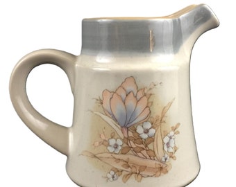 Noritake Autumn Day Creamer Stoneware Vintage Peach and Blue Floral 8353 Made in Japan