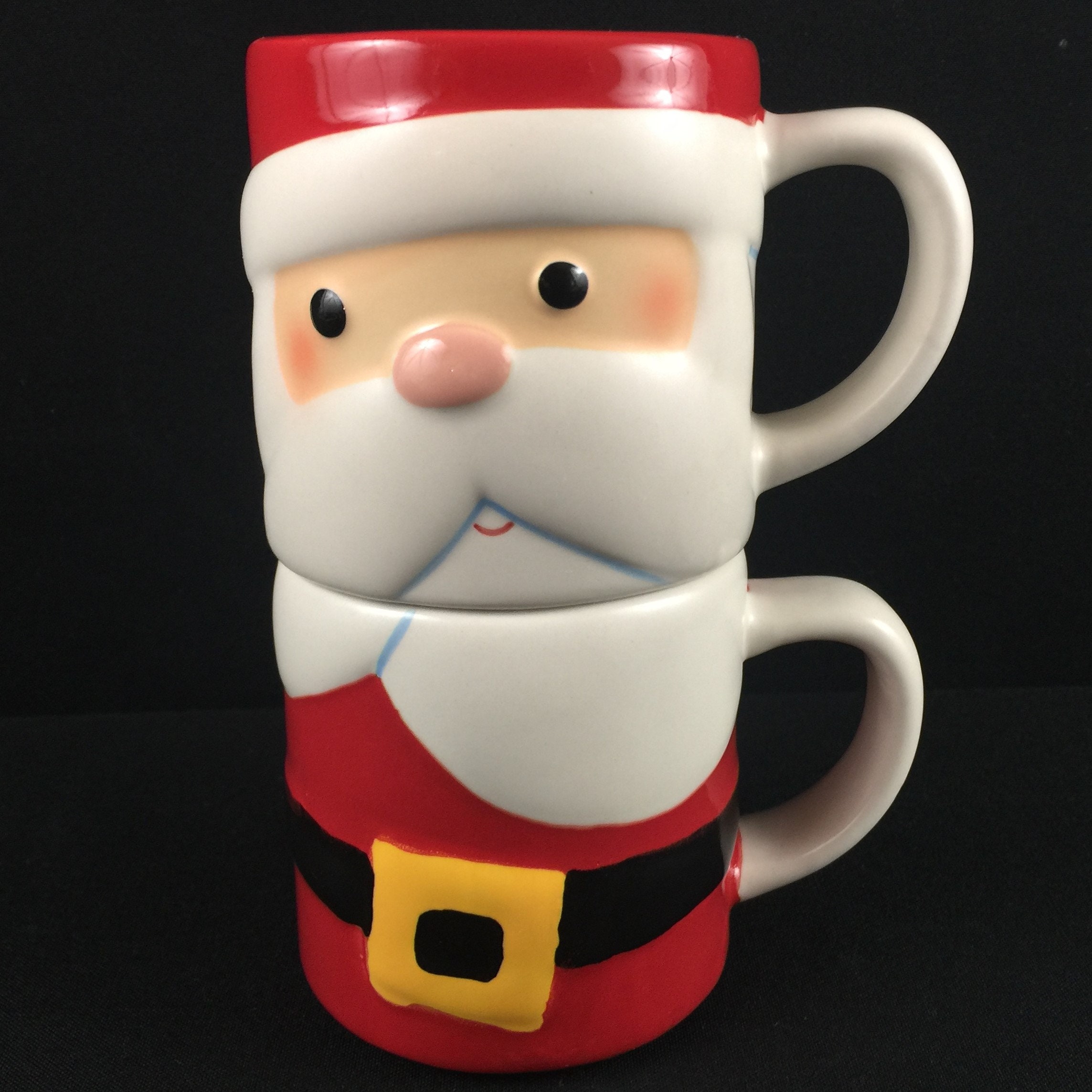 Set of 2 MUGS Hallmark SANTA CLAUS Stackable Mug Christmas Etsy