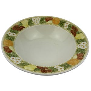 Metlox Della Robbia Round Vegetable Serving Bowl Vintage 9 1/2&quot; Vernon Ware Poppytrail Fruit and Flowers Made in USA California