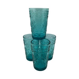The Pioneer Woman Tumbler Amelia Teal Set of 4 Drinking Glasses 16oz B