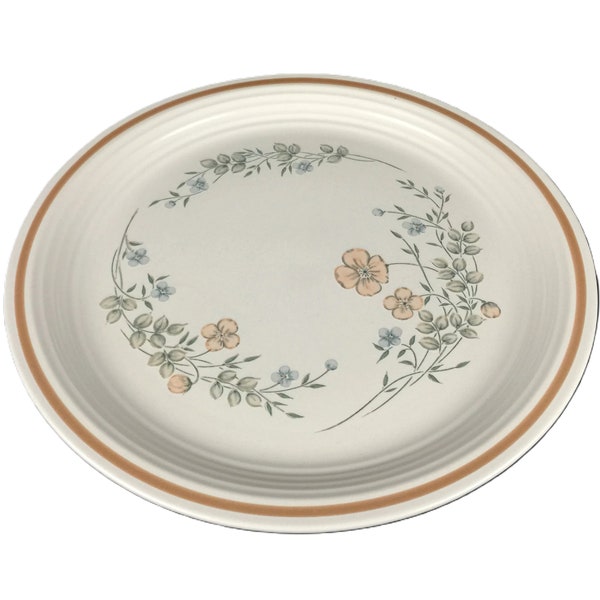 The Cellar Round Serving Platter/Chop Plate 12" Vintage R.H. Macy & Company Peach and Blue Flowers Made in Japan FW-1240