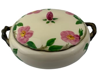 Franciscan Desert Rose Round Covered Vegetable Bowl Vintage Interpace Earthenware Made in USA TV Backstamp