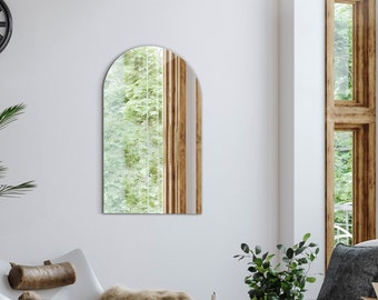 Grand miroir minimaliste, Miroir suspendu irrégulier, Miroir fait main pour loft, Miroir mural sans cadre