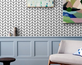 Geometric herringbone pattern removable wallpaper, simple decor, scandinavian style home design  #64