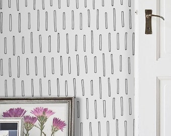 Geometric sticks pattern, minimalistic, scandinavian wallpaper, white, subtle wall mural, self adhesive, reusable, removable #126