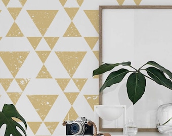 Triangles composition removable wallpaper || Geometric Pattern wallpaper ||  Peel and Stick wallpaper || Temporary wallpaper   #139