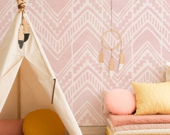 Lovely Aztec Removable Wallpaper, Cute Pattern Wallpaper, Pink Self-Adhesive Wallpaper, Peel and stick Wallpaper  #138