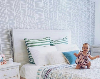 Herringbone pattern self adhesive removable wallpaper || Peel and stick || Geometric pattern wall mural #1