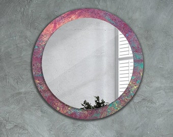 Festival Of Colors, Pink Frame Mirror, Abstract Pattern Mirror, Mirror Frame Print, Circle Colorful Mirror