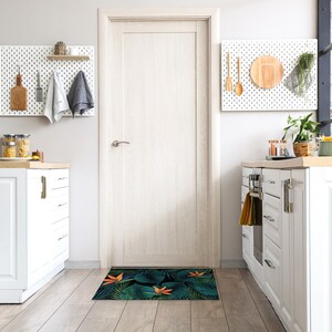 Exotische Blumen Haustürmatte, personalisierte Fußmatte, natürliches Muster, Eingangsmatte grün, coole Fußmatte