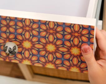 The Energy Of Flowers Peel And Stick Decal, Orange And Yellow Self-Adhesive Furniture Foil, Abstract Wrap, Pattern Sticker