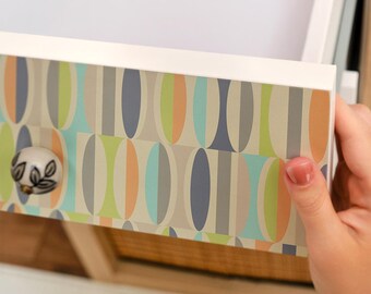 Colorful Patterns Peel And Stick Decal, Beige And Orange Self-Adhesive Furniture Foil, Geometric Wrap, Abstraction Sticker