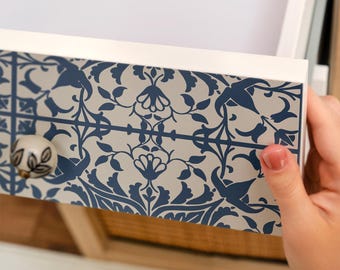 Decorative Tiles Peel And Stick Sticker, Blue And Gray Self-Adhesive Furniture Veneer, Classic Decal, Art Foil