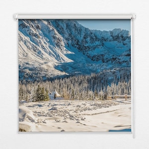 Roller Blinds, Light Diffusing or Darkening, Blackout,  Mountains, Beige and White, Landscape, Sunblinds, Printed Shades
