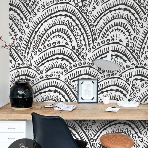 Black and White Specks Wallpaper Abstract Mural Choose Etsy UK