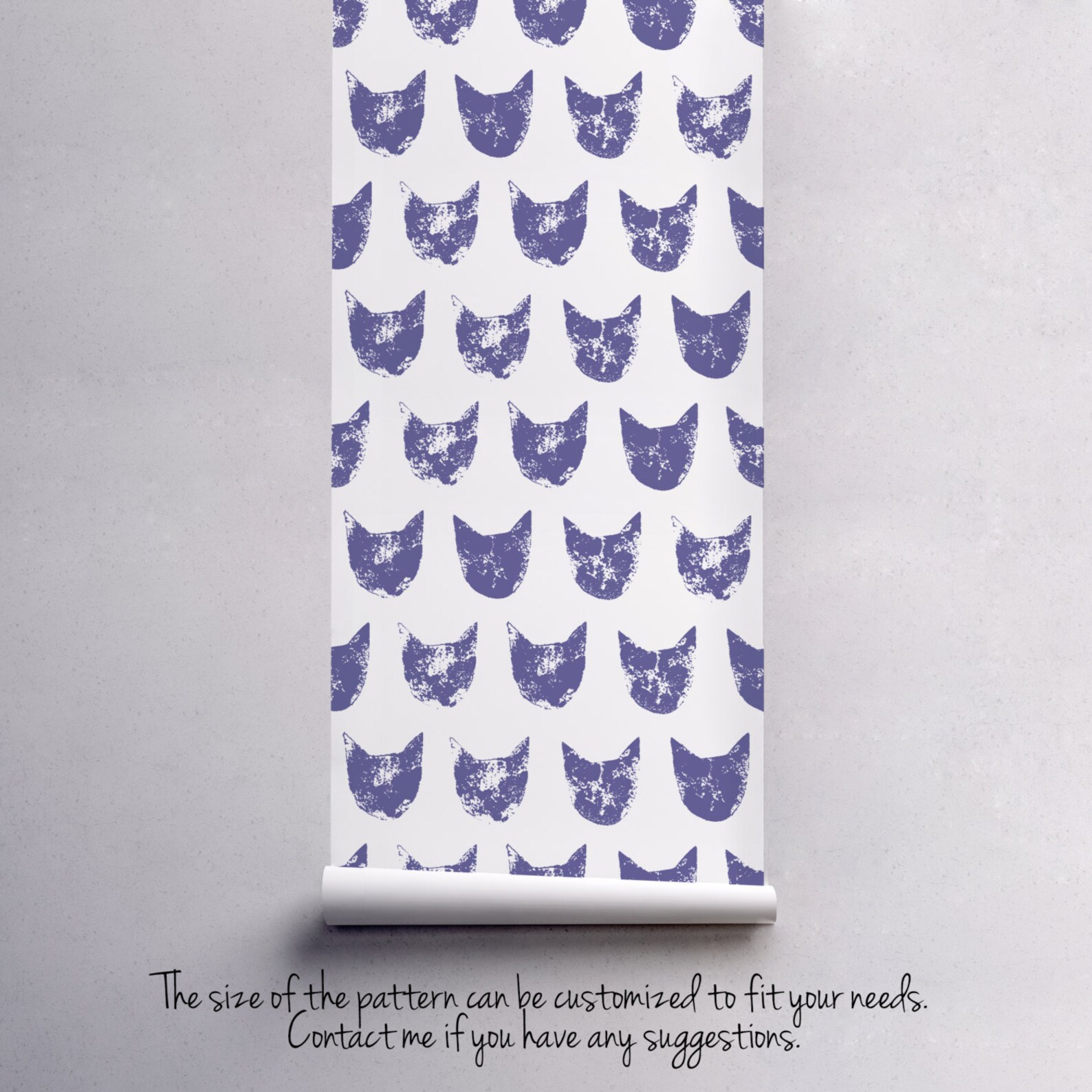 Grunge Cat Pattern Noisy Purple Removable Wallpaper Self - Etsy